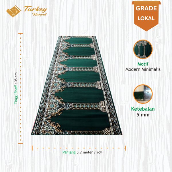 karpet masjid lokal madeena hijau polos2